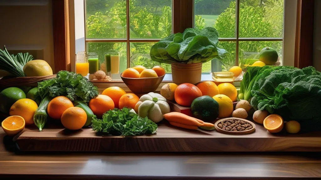 Zdrowa dieta bogata w warzywa, owoce i orzechy